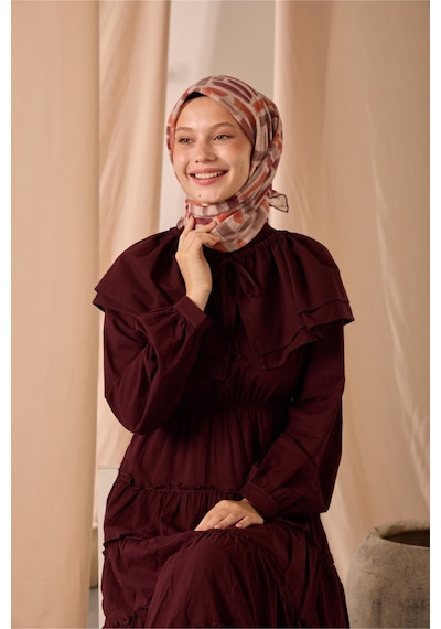 Silk Home Soft Eşarp 73096-15 Pudra, Turuncu, Koyu Vizon, Bordo