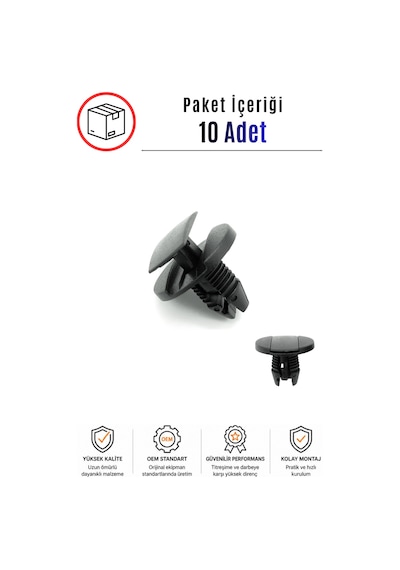 Peugeot 206 207 301 307 Cıtroen C2 C3 C4 C-elysee Uyumlu Davlumbaz Tampon Çamurluk Klipsi 10 Adet 38202820