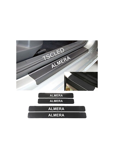 Nissan Almera Karbon Kapı Eşiği Koruma Sticker (4 Adet)