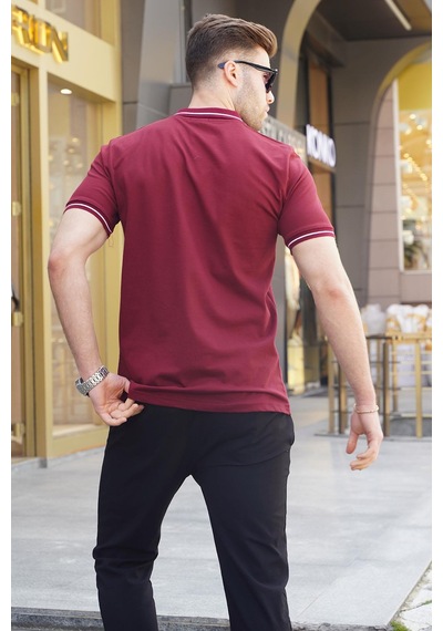 Madmext Bordo Polo Yaka Erkek Tişört 6113-bordo Bordo