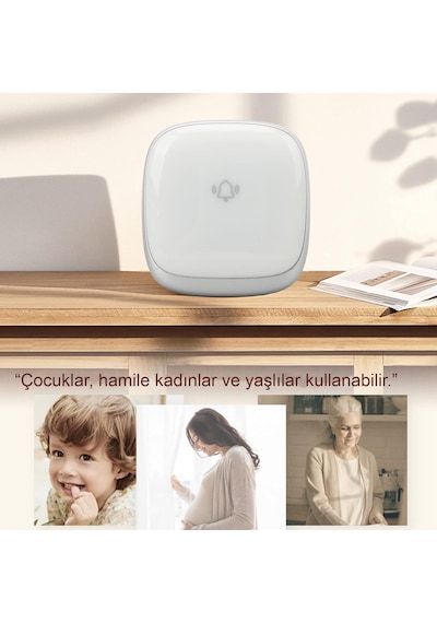 Kablosuz Kapı Zili Seti Ip44 Su Geçirmez, 2 Alıcı, 38 Melodi, Kolay Montaj, 433mhz