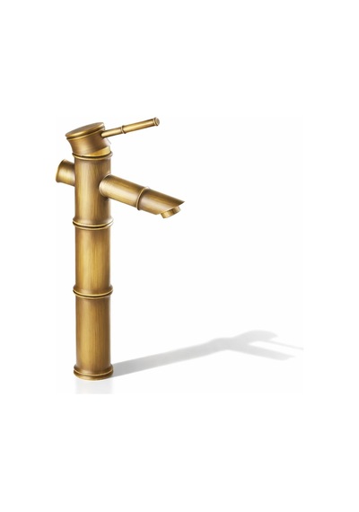 Viosa Eskitme Bambu Çanak Lavabo Bataryası Çanak Lavabo Uyumlu Antik Gold Pirinç Musluk Siyah