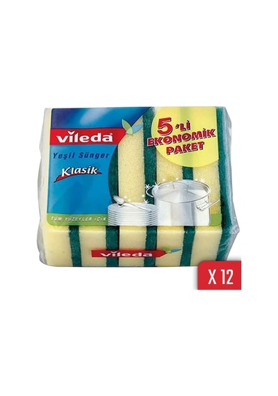 Vileda Yeşil Klasik Bulaşık Süngeri 12 x 5'li