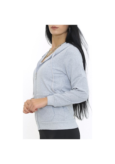 Bensu Store - Kapşonlu Fermuarlı Sweat Gri - 3001.275. 001