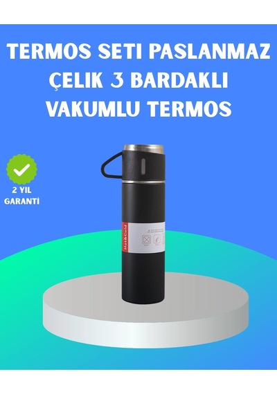 Ceylan Adam 304 Çelik Termos Seti 2 Bardaklı, 500 Ml, Uzun Süre Isı Koruma Çok Renkli