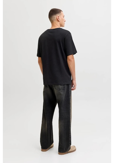 Jack & Jones Erkek Jjejeff Bisiklet Yaka %100 Pamuk T-shirt 12288536 Siyah Siyah