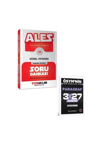 Yediiklim 2027 Ales Master Sözel Yenetek Soru Bankası Çözümlü +evp Akademi Paragraf
