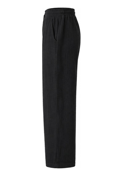 Serseri Jeans Erkek %100 Pamuk Müslin Pantolon Lastikli Bel Bağcıklı Rahat Kalıp Günlük Yazlık Nefes Alan Hafif Dokulu Casual Pantolon Siyah