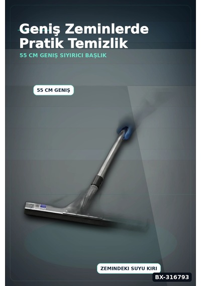 Endüstriyel Metal Yersil Çekpas 55 Cm Profesyonel Zemin Temizleyici 12 Adet Bx-316793