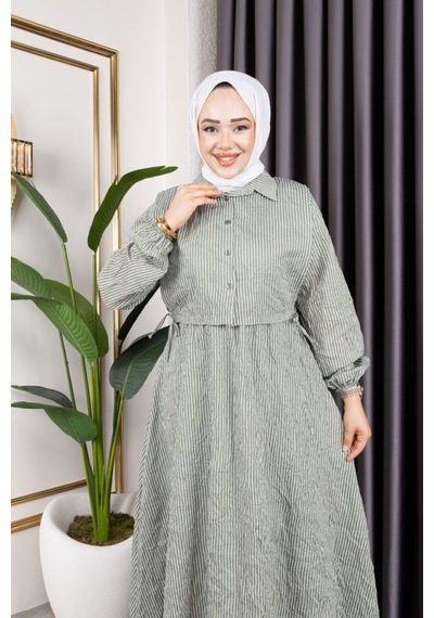 Hira Life Fashion Kadın Mint Tesettür Giyim Gömlek Detaylı Çizgili Viskon Kıraş Elbise Ikili Takım Mint Mint Hira Life Fashion Kadın Mint Tesettür Giyim Gömlek Detaylı Çizgili Viskon Kıraş Elbise Ikili Takım Mint Mint