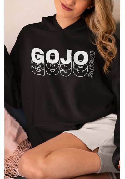 Sevbano Jujutsu Kaisen Gojo Satoru Anime Sırt Baskılı Unisex Oversize Pen Siyah