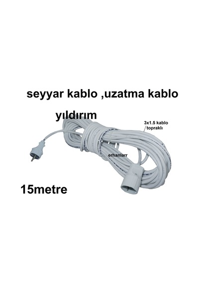 Seyyar Kablo Uzatma Kablo Ara Kablo 15 Metre Hazır Kablo Onbeslik Seyyar Kablo Uzatma Kablo Ara Kablo 15 Metre Hazır Kablo Onbeslik