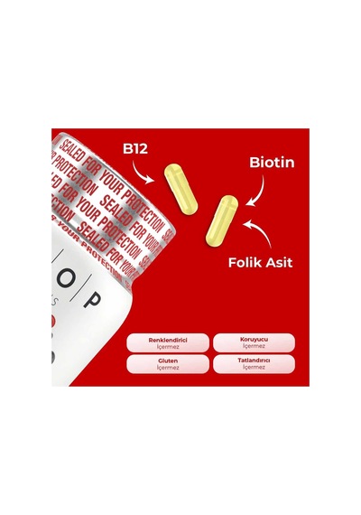 Voop Vitamin B12, Biotin Ve Folik Asit İçeren Kapsül Takviye Edici Gıda 6o Kapsül