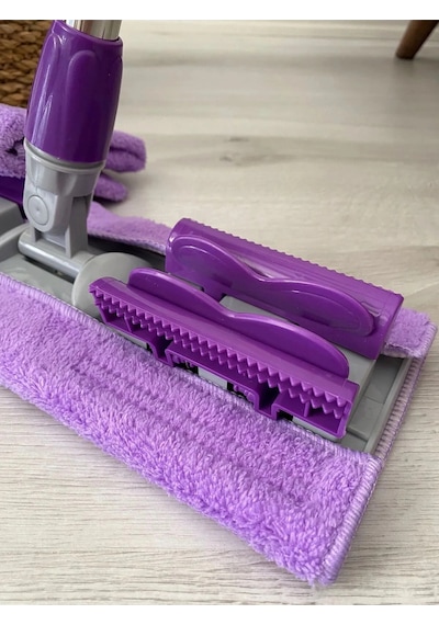 Teleskobik Cam Yer Tavan Silme - İstediğin Bezi Tak Kullan - 4 Mandallı -yedek Bezli Mop Seti Çok Renkli