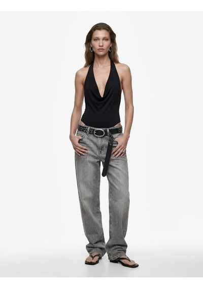Koton Sırt Dekolteli Degaje Yaka Bodysuit Siyah 6sak10003ek