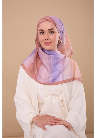 Silk Home Olinda İpek Eşarp 47005-04 Pudra Vizon, Pudra, Lila, Yavruağzı, Mor