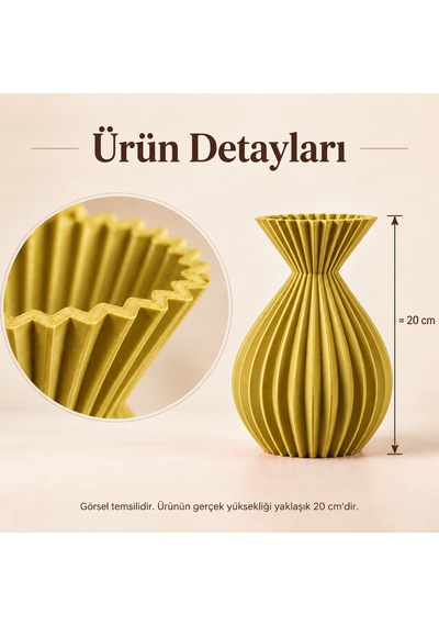 Ahenk Serisi Dekoratif Vazo 20 Cm Kuru Çiçek Ve Pampas Vazosu Altın