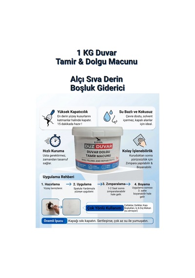 1 Kg Hazır Duvar Tamir Dolgu Macunu Alçı Sıva Derin Boşluk Çatlak Doldurucu Kapatıcı Giderici - Beyaz İç Dış Mekan Macun, Pratik Kolay Alçı Tamir Seti, Prefabrik Alçıpan Duvar Çatlağı Kapatma Beyaz 1 Kg Hazır Duvar Tamir Dolgu Macunu Alçı Sıva Derin Boşluk Çatlak Doldurucu Kapatıcı Giderici - Beyaz İç Dış Mekan Macun, Pratik Kolay Alçı Tamir Seti, Prefabrik Alçıpan Duvar Çatlağı Kapatma Beyaz