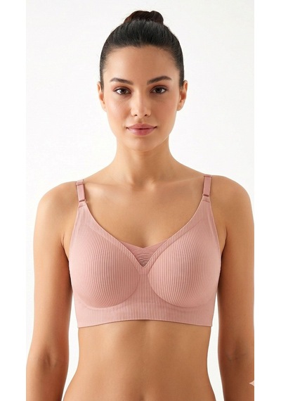 Suısy Soft Touch Fitilli Tül Detaylı Bralet Sütyen Gül Kurusu