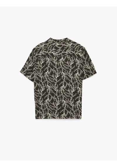 Koton Regular Fit Kısa Kollu Devrik Yaka Desenli Gömlek Bej Desenli 6sam60048hw Ekru