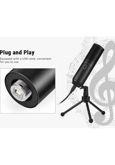 Rgb Led Profesyonel Usb Kondansatör Mikrofon 24 Bit / 96khz, Kardioid, Tak-çalıştır, Tripod Dahil, Podcast, Oyu