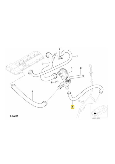 Bmw M52 M54 Basınç Ayar Siklon Valfi Hava Tahliye Hortumu E39 E46 E60 E61 E65 E66 E83 E85 11157532649 Adet