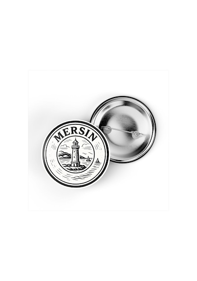 5 Adet İğneli Çanta Rozeti - Marina - Mersin - 44 MM Çok Renkli