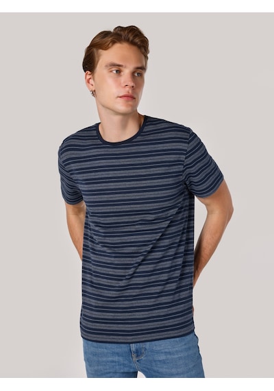 Colin's Colins Regular Fit Bisiklet Yaka Çizgili Lacivertvert Erkek Kısa Kol Tişört Cl1062738 Lacivert