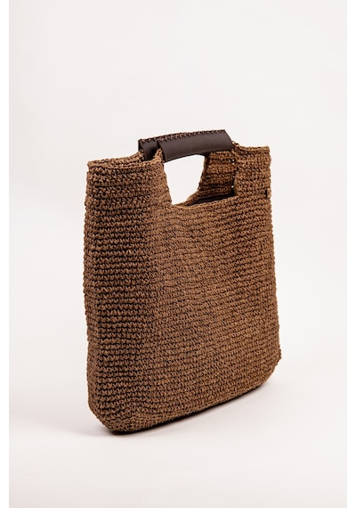 Fabric Craft Bag El Çantası Kağıt İp Örgü Acı Kahverengi