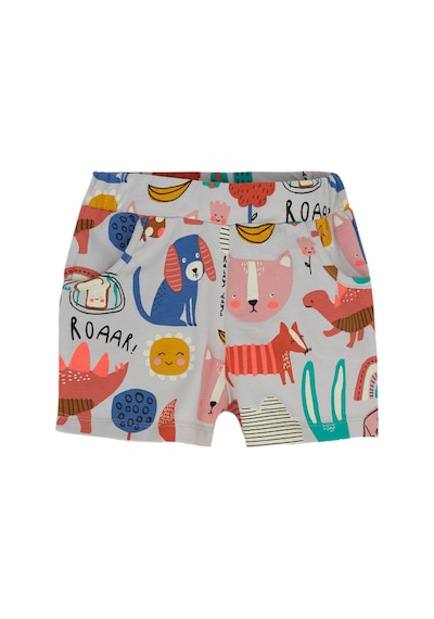 Lovetti Kız Çocuk Roaring Animals Desen Cepli Şort 1215 Çok Renkli