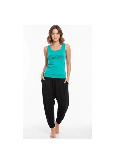 Şahinler Bayan Yazlık Poly Şalvarlı Pijama 21519 Yeşil