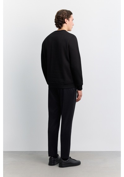Avva Erkek Siyah Bisiklet Yaka 3 İplik Şardonlu -5 Dereceye Dayanıklı Regular Fit Sweatshirt A62y1291
