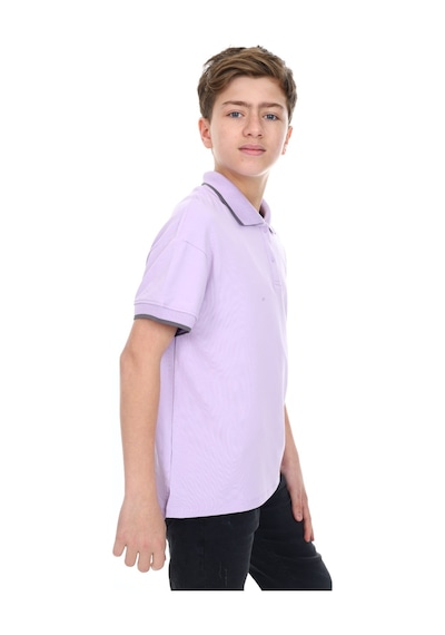 Toontoy Kids Toontoy Erkek Çocuk Polo Yaka Kolu Baskılı Tişört Lila