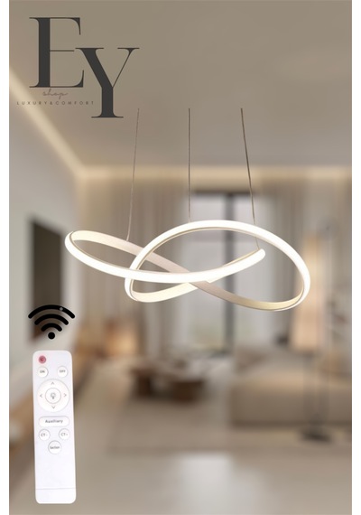 Ey Shop Beyaz Karçiçeği Model 3 Renk Led Kumandalı Avize Beyaz