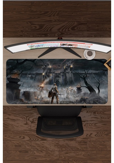 Demon's Souls Kaymaz Dikişli Kauçuk Oyuncu Mousepad V1 - 90x40 Xxl Gaming Mouse Pad Fare Altlığı