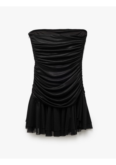 Koton Drape Detaylı Kolsuz Straplez Volanlı Mini Abiye Elbise Siyah 5sak80007fk Siyah Koton Drape Detaylı Kolsuz Straplez Volanlı Mini Abiye Elbise Siyah 5sak80007fk Siyah