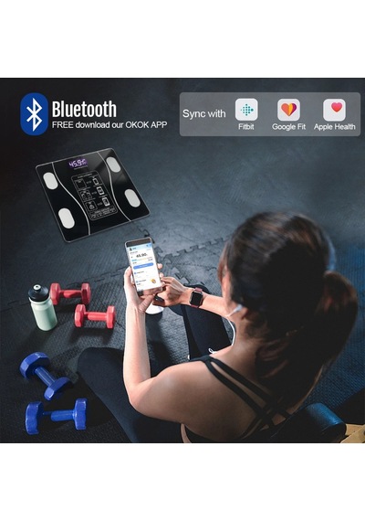 Akıllı Kablosuz Dijital Banyo Ve Vücut Yağ Ağırlık Ölçeği Vücut Kompozisyonu Analizörü Bluetoothlu T