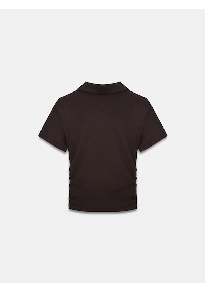 Dilvin 32614 Polo Yaka Top-koyu Kahve Kahverengi