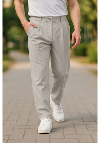 Cedy Denim Yüksek Kalite Erkek Yüksek Bel Pileli Baggy Chino Pantolon C358 Taş Rengi
