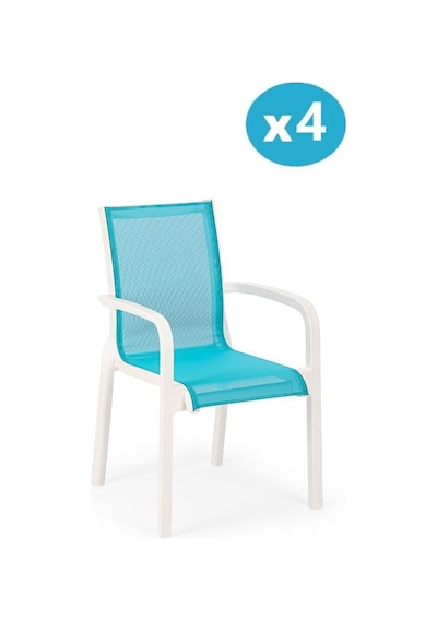 Omnipazar Sy-2528 Plastik Fileli Bahçe Koltuk Sandalye 4'lü Set Turkuaz