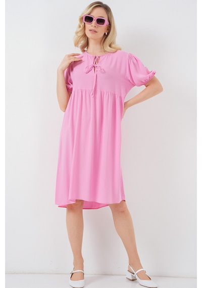 Bigdart Kadın Bağcıklı Midi Elbise 2575 - Pembe