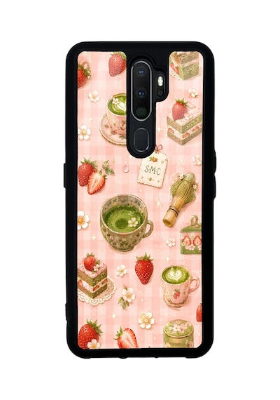 Oppo A5 2020 Strawberry Matcha Bliss Tasarımlı Glossy Telefon Kılıfı Pembe