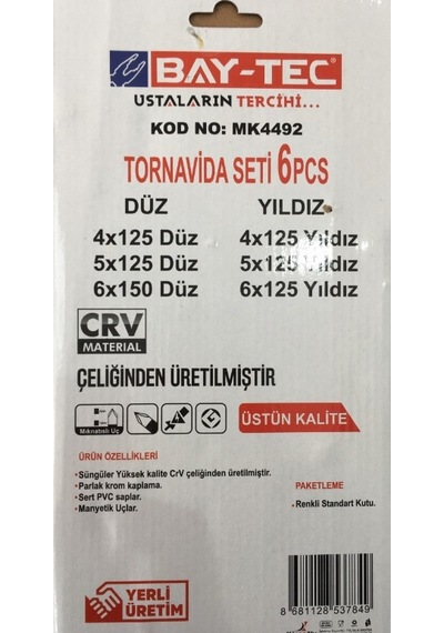 Bay-Tec Tornavida Seti 6 Parça