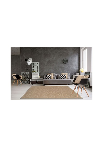 Plato Halı Opqo İskandinav Premium Yıkanabilir Polyester Kaymaz Taban Bej Halı