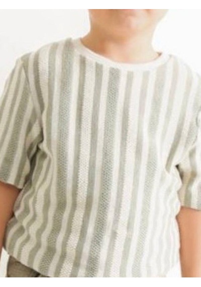 Nanica Kids Erkek Çocuk Örme Triko Çizgili T-shirt-15725 YESIL
