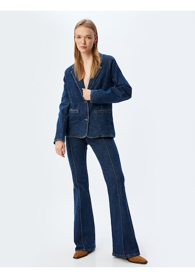 Koton Kot Blazer Ceket Düğmeli Rahat Kalıp Koyu İndigo 5wal50054md İndigo