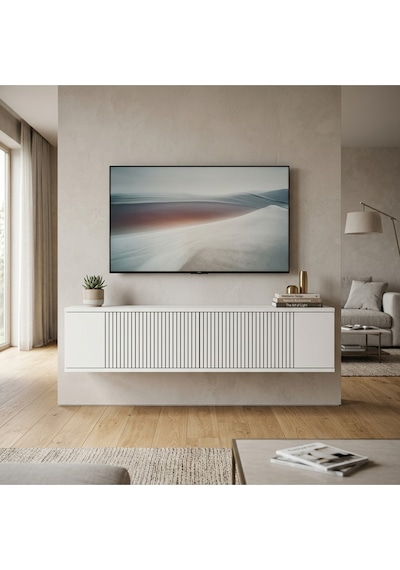 Tda1204 Corsa Duvara Montaj Tv Stand, Tv Rafı 120cm Beyaz-traverten