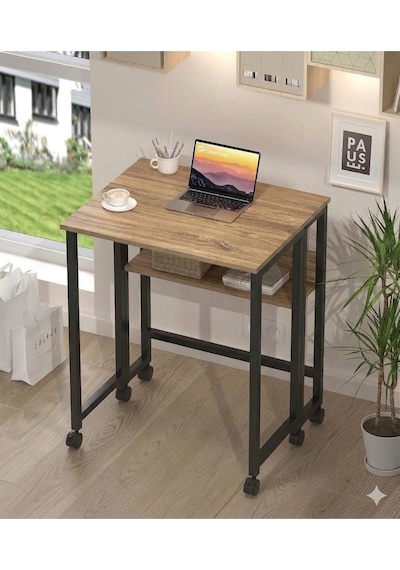 Sidney Kitaplık Raflı Katlanır Masa 70 Cm Tekerli Bilgisayar Masası Laptop Masası Siyah - Çam Sidney Kitaplık Raflı Katlanır Masa 70 Cm Tekerli Bilgisayar Masası Laptop Masası Siyah - Çam