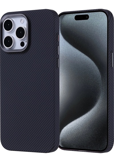 Apple Uyumlu iPad iPhone 15 Pro Kılıf M-safe Şarj Özellikli Karbon Fiber Görünümlü Zore Nekst Kapak Çok Renkli