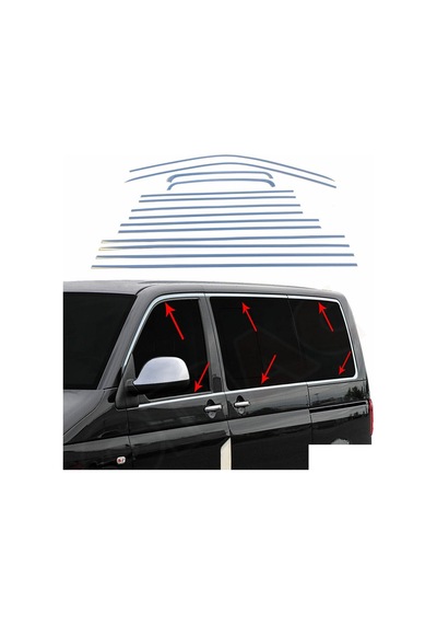 VW Transporter 2003 2022 Uzun Cam Çerçevesi 14 Prç